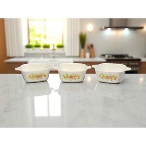 Vintage Authentic CorningWare 2 3/4 Cup Kitchen Baking Casserole Dish Set of 3